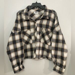 Ci Sono Women's Checkered Utility Jacket - Black and Cream